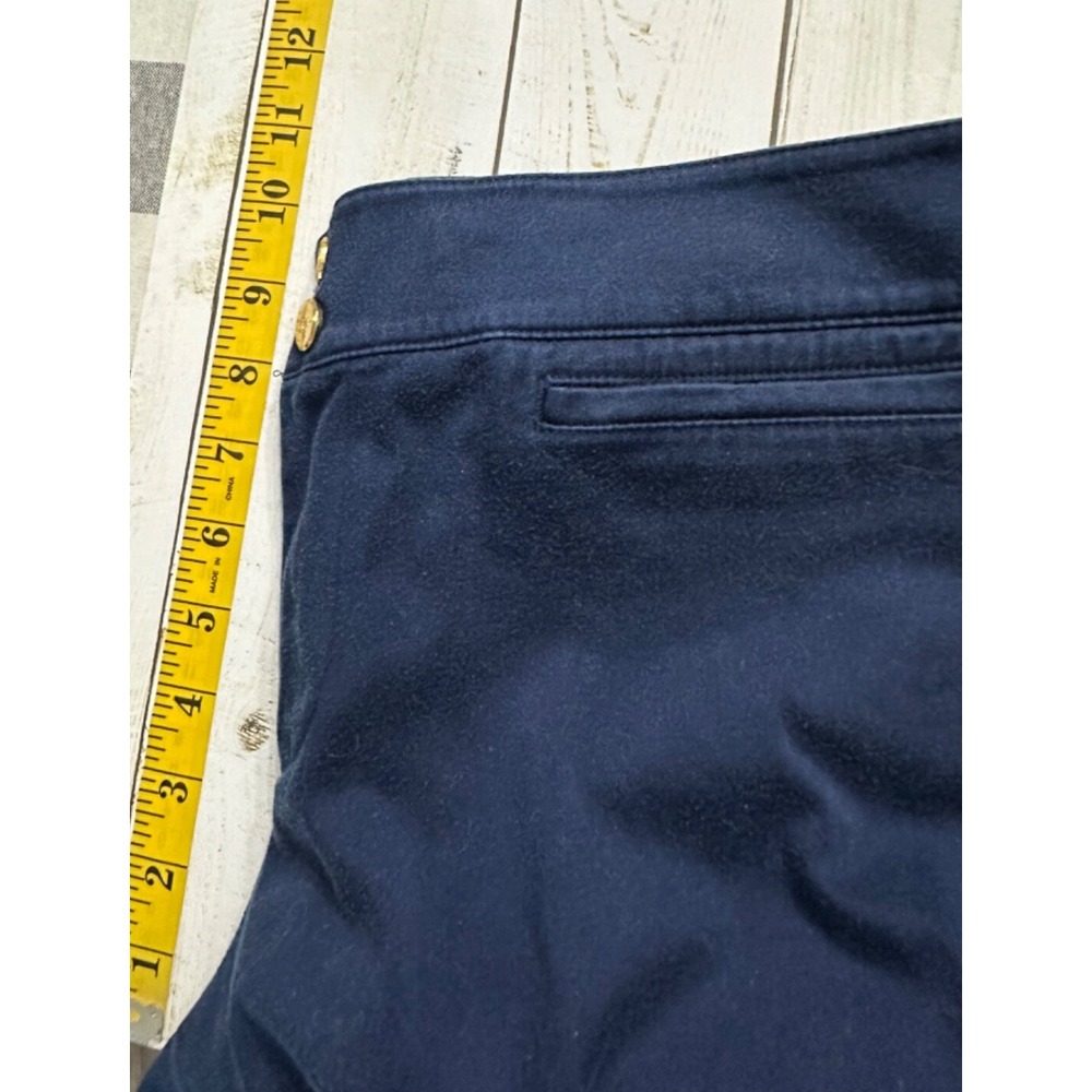 LRL Ralph Lauren Slim Blue Pants Size 10 Mid Rise Gold Buttons Career Casual - Picture 5 of 8